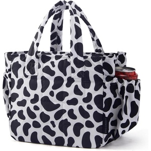 image:imageBAGSMART Lunch Bag for Women Small Cute Leopard Print Quilted Lunch Box Insulated Lightweight Leakproof Durable amp Reusable Tote Bag for Work Travel Outdoor PicnicCow Print