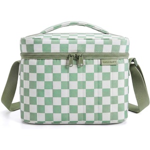 image:imageBAGSMART Lunch Box for Women Insulated Lunch Bag Cute Puffer Lunch Tote Bags Lightweight Quilted Reusable Cooler for Work Picnic or Travel PinkGreen Checkered