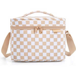 image:imageBAGSMART Lunch Box for Women Insulated Lunch Bag Cute Puffer Lunch Tote Bags Lightweight Quilted Reusable Cooler for Work Picnic or Travel PinkKhaki Checkered