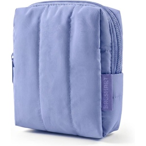 image:imageBAGSMART Makeup Bag Duo Set Puffy Padded Travel Cosmetic Organizer with Slipin Pockets Large Toiletry Bag amp Small Purse Pouch Travel Essentials for Women Blue Ditsy Floral06Purple