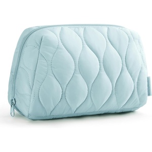 image:imageBAGSMART Makeup Bag Travel Cosmetic Bag Puffy Padded Make Up Bag for Women Makeup Organizer Case Wideopen Pouch Purse Travel Essentials Toiletries Accessories Brushes PinkBaby Blue