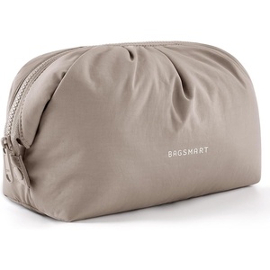 image:imageBAGSMART Makeup Bag Travel Toiletry Bag Cute Make Up Bag Large Capacity Cosmetic Bags for Women Wideopen Makeup Pouch Travel Essentials Toiletries Accessories Brushes PinkCamel