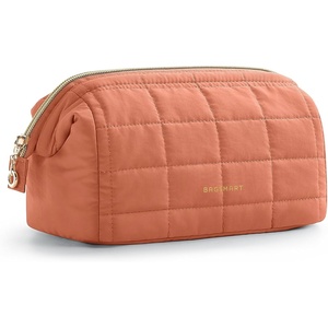 image:imageBAGSMART Makeup Bag Travel Toiletry Bag Puffy Padded Make Up Bags for Women Makeup Organizer Case Wideopen Pouch Purse Travel Essentials Toiletries Accessories Brushes Apricot Pink04Apricot Pink