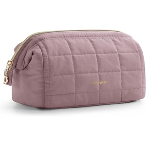 image:imageBAGSMART Makeup Bag Travel Toiletry Bag Puffy Padded Make Up Bags for Women Makeup Organizer Case Wideopen Pouch Purse Travel Essentials Toiletries Accessories Brushes Apricot Pink03Dusty Lavender Purple