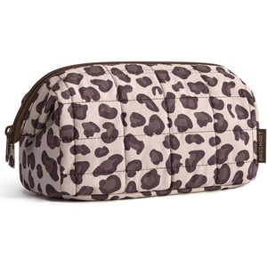 image:imageBAGSMART Makeup Bag Travel Toiletry Bag Puffy Padded Make Up Bags for Women Makeup Organizer Case Wideopen Pouch Purse Travel Essentials Toiletries Accessories Brushes Apricot Pink26Leopard Print