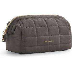 image:imageBAGSMART Makeup Bag Travel Toiletry Bag Puffy Padded Make Up Bags for Women Makeup Organizer Case Wideopen Pouch Purse Travel Essentials Toiletries Accessories Brushes Apricot Pink16Dark Olive