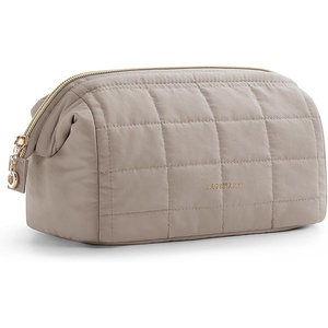 image:imageBAGSMART Makeup Bag Travel Toiletry Bag Puffy Padded Make Up Bags for Women Makeup Organizer Case Wideopen Pouch Purse Travel Essentials Toiletries Accessories Brushes Apricot Pink09Greige