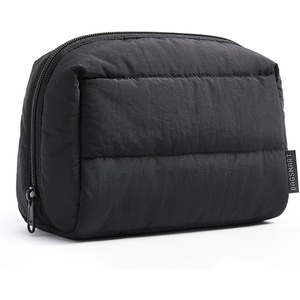 image:imageBAGSMART Puffy Makeup Bag Wide Opening Cosmetic Organizer Soft WaterResistant Travel Toiletry Pouch for Women for Purse Compact amp Spacious02Black