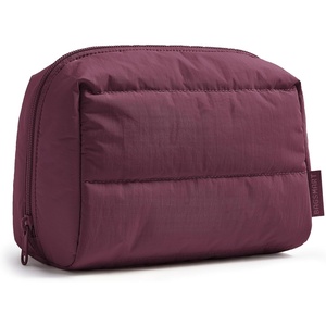 image:imageBAGSMART Puffy Makeup Bag Wide Opening Cosmetic Organizer Soft WaterResistant Travel Toiletry Pouch for Women for Purse Compact amp Spacious02Cherry Red