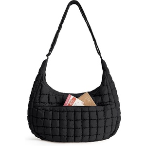 image:imageBAGSMART Quilted Crossbody Bags for Women Travel Purses Hobo Shoulder Bag  Fits 129 iPad Long Adjustable Strap Puffer Purses for Commute Daily Use Travel Essentials Inner Pockets WaterresistantPower Black
