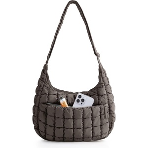 image:imageBAGSMART Quilted Crossbody Bags for Women Travel Purses Hobo Shoulder Bag  Fits 129 iPad Long Adjustable Strap Puffer Purses for Commute Daily Use Travel Essentials Inner Pockets WaterresistantCharcoal Gray