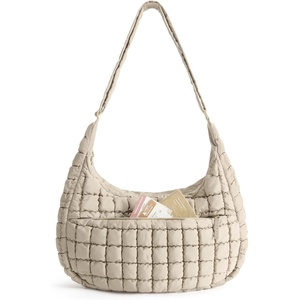 image:imageBAGSMART Quilted Crossbody Bags for Women Travel Purses Hobo Shoulder Bag  Fits 129 iPad Long Adjustable Strap Puffer Purses for Commute Daily Use Travel Essentials Inner Pockets WaterresistantEarth Tone Camel