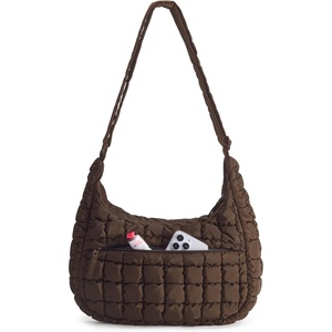 image:imageBAGSMART Quilted Crossbody Bags for Women Travel Purses Hobo Shoulder Bag  Fits 129 iPad Long Adjustable Strap Puffer Purses for Commute Daily Use Travel Essentials Inner Pockets WaterresistantCdark Brown