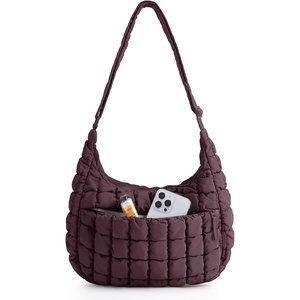 image:imageBAGSMART Quilted Crossbody Bags for Women Travel Purses Hobo Shoulder Bag  Fits 129 iPad Long Adjustable Strap Puffer Purses for Commute Daily Use Travel Essentials Inner Pockets WaterresistantDark Cherry