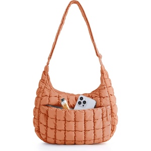 image:imageBAGSMART Quilted Crossbody Bags for Women Travel Purses Hobo Shoulder Bag  Fits 129 iPad Long Adjustable Strap Puffer Purses for Commute Daily Use Travel Essentials Inner Pockets WaterresistantDusty Rose