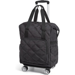 image:imageBAGSMART Rolling Duffle Bag with Wheels 35L Carry on Travel Bag with Detachable Wheels PVC Wet Pocket Duffle Bag with HandleBlack