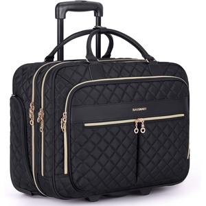 image:imageBAGSMART Rolling Laptop Bag Women 173Inch Quilted Briefcase on Wheels Computer Case for Business Travel WorkBlack