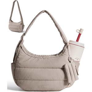 image:imageBAGSMART Shoulder Bag for Women Small Puffer Purses Crossbody Bag  Women Lightweight Fluffy Hobo Handbag with Small Puffy Pouch Adjustable StrapCamel