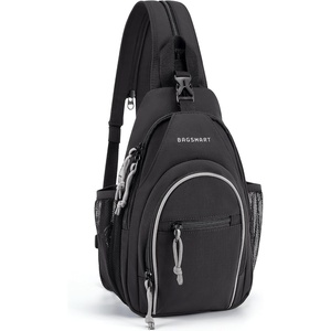 image:imageBAGSMART Small Crossbody Sling Bag for Men Women Small Sling Backpack Shoulder Bag AntiTheft Chest DaypackBlack