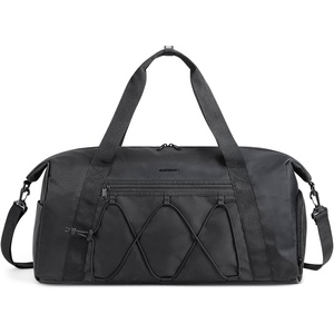 image:imageBAGSMART Small Gym Bag With Shoe Compartment amp Wet Pocket Lightweight Sports Travel Duffel Carry On Weekender Overnight Water Resistant Sports Gym Tote for Swimming Yoga Almond OilBlack