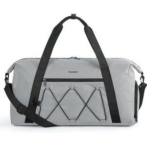 image:imageBAGSMART Small Gym Bag With Shoe Compartment amp Wet Pocket Lightweight Sports Travel Duffel Carry On Weekender Overnight Water Resistant Sports Gym Tote for Swimming Yoga Almond OilGrey
