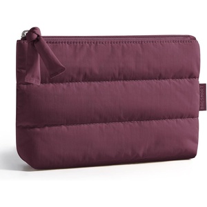 image:imageBAGSMART Small Makeup Bag Elegant Cosmetic Pouch with Tassel Soft WaterResistant Travel Organizer for Women Cosmetics amp Everyday Essentials PinkBurgundy Red