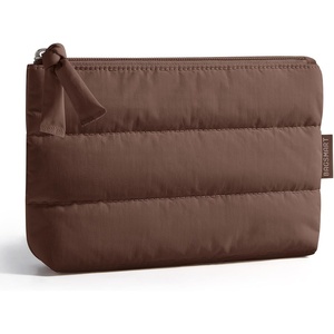 image:imageBAGSMART Small Makeup Bag Elegant Cosmetic Pouch with Tassel Soft WaterResistant Travel Organizer for Women Cosmetics amp Everyday Essentials PinkChocolate Brown