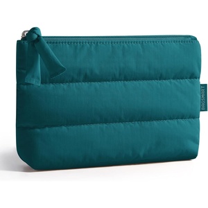 image:imageBAGSMART Small Makeup Bag Elegant Cosmetic Pouch with Tassel Soft WaterResistant Travel Organizer for Women Cosmetics amp Everyday Essentials PinkDeep Teal