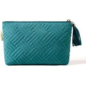 image:imageBAGSMART Small Makeup Bag Elegant Cosmetic Pouch with Tassel Soft WaterResistant Travel Organizer for Women Cosmetics amp Everyday Essentials PinkTeal1pcs