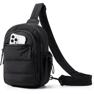 image:imageBAGSMART Small Sling Bag for Women Puffer Crossbody Bag Purses Hobo Handbag Fanny Packs for Travel HikingBlack