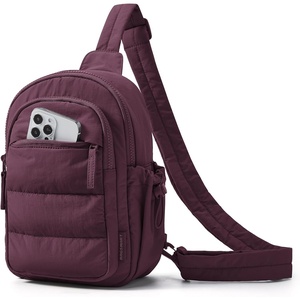 image:imageBAGSMART Small Sling Bag for Women Puffer Crossbody Bag Purses Hobo Handbag Fanny Packs for Travel HikingBurgundy Bay