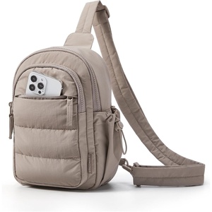 image:imageBAGSMART Small Sling Bag for Women Puffer Crossbody Bag Purses Hobo Handbag Fanny Packs for Travel HikingCamel