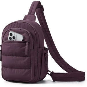 image:imageBAGSMART Small Sling Bag for Women Puffer Crossbody Bag Purses Hobo Handbag Fanny Packs for Travel HikingGrape