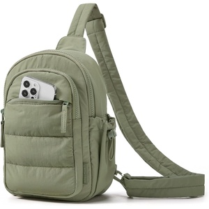 image:imageBAGSMART Small Sling Bag for Women Puffer Crossbody Bag Purses Hobo Handbag Fanny Packs for Travel HikingOlive