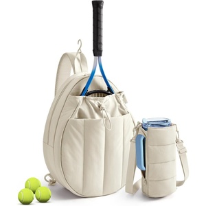 image:imageBAGSMART Tennis Gym Bag for Women 3in1 Sports Duffle Sling Backpack  40oz Tumblers Bag Converts to Travel Duffle Court Backpack or Crossbody Sling for 2 RacketsPaddles 156 Laptop amp ShoesPuff White