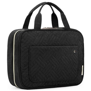 image:imageBAGSMART Toiletry Bag Travel Bag with Hanging Hook Waterresistant Makeup Cosmetic Bag Travel Organizer for Accessories Shampoo Fullsize Container Toiletries Black MediumBlack