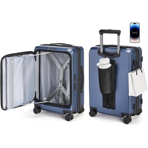 image:imageBAGSMART Top Opening Carry On Luggage 22x14x9 Airline Approved with TSA Lock Expandable 20 Inch Deep Compartment Hard Shell Suitcases with Double Spinner Wheels PurpleBlue