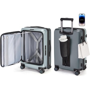 image:imageBAGSMART Top Opening Carry On Luggage 22x14x9 Airline Approved with TSA Lock Expandable 20 Inch Deep Compartment Hard Shell Suitcases with Double Spinner Wheels PurpleSage Green