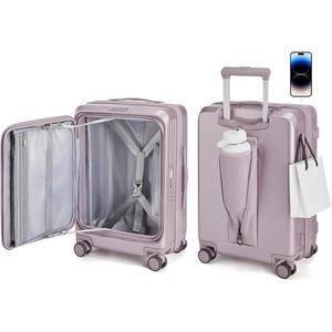 image:imageBAGSMART Top Opening Carry On Luggage 22x14x9 Airline Approved with TSA Lock Expandable 20 Inch Deep Compartment Hard Shell Suitcases with Double Spinner Wheels PurplePurple