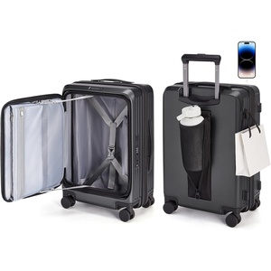 image:imageBAGSMART Top Opening Carry On Luggage 22x14x9 Airline Approved with TSA Lock Expandable 20 Inch Deep Compartment Hard Shell Suitcases with Double Spinner Wheels PurpleBlack