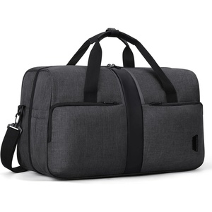 image:imageBAGSMART Travel Duffel Bags with Dividers 32L Gym Duffle Bag with Laptop Compartment Carry On Weekender Overnight Bag Shoe Bag PVC Wet Pocket BrownBlack Grey