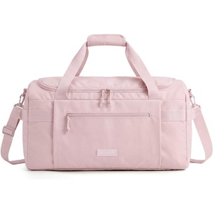 image:imageBAGSMART Travel Duffel Bags with Dividers 32L Gym Duffle Bag with Laptop Compartment Carry On Weekender Overnight Bag Shoe Bag PVC Wet Pocket BrownPink