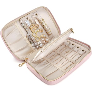 image:imageBAGSMART Travel Jewelry Case Jewelry Box Organizers and Storage Earings Holder Organizer for Women for Necklaces Bracelets RingsBlackAPink