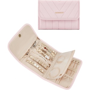 image:imageBAGSMART Travel Jewelry Organizer Case Foldable Jewelry Roll for Necklaces Earrings JourneyRings Bracelets Brooches Portable BeigeAPink