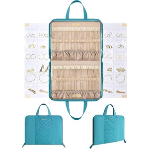 image:imageBAGSMART Travel Jewelry Organizer Case Portable Jewelry Roll Bag Tanglefree Necklace Storage Foldable Transparent Pockets for Earrings Rings Bracelet Travel Essentials BlackTeal