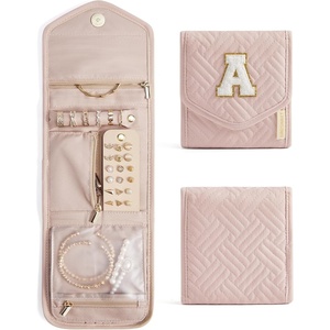 image:imageBAGSMART Travel Jewelry Organizer Roll Foldable Jewelry Case for JourneyRings Necklaces Bracelets Earrings Soft PinkPInkA