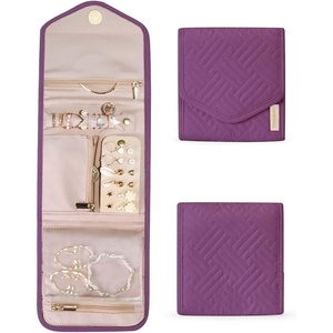 image:imageBAGSMART Travel Jewelry Organizer Roll Foldable Jewelry Case for JourneyRings Necklaces Bracelets Earrings Soft PinkPurple