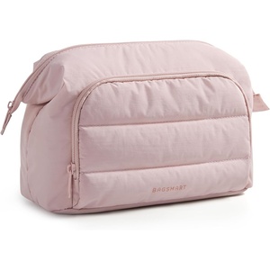 image:imageBAGSMART Travel Makeup Bag Cosmetic Bag Small Make Up Organizer CaseWideopen Pouch for Women Purse for Toiletries Accessories BrushesLarge Beige021 Layer Pink
