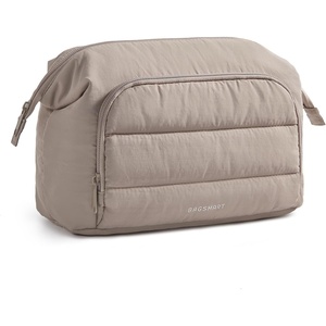 image:imageBAGSMART Travel Makeup Bag Cosmetic Bag Small Make Up Organizer CaseWideopen Pouch for Women Purse for Toiletries Accessories BrushesLarge Beige031 Layer Brown