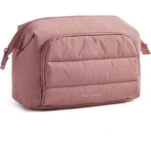 image:imageBAGSMART Travel Makeup Bag Cosmetic Bag Small Make Up Organizer CaseWideopen Pouch for Women Purse for Toiletries Accessories BrushesLarge Beige041 Layer Dark Pink